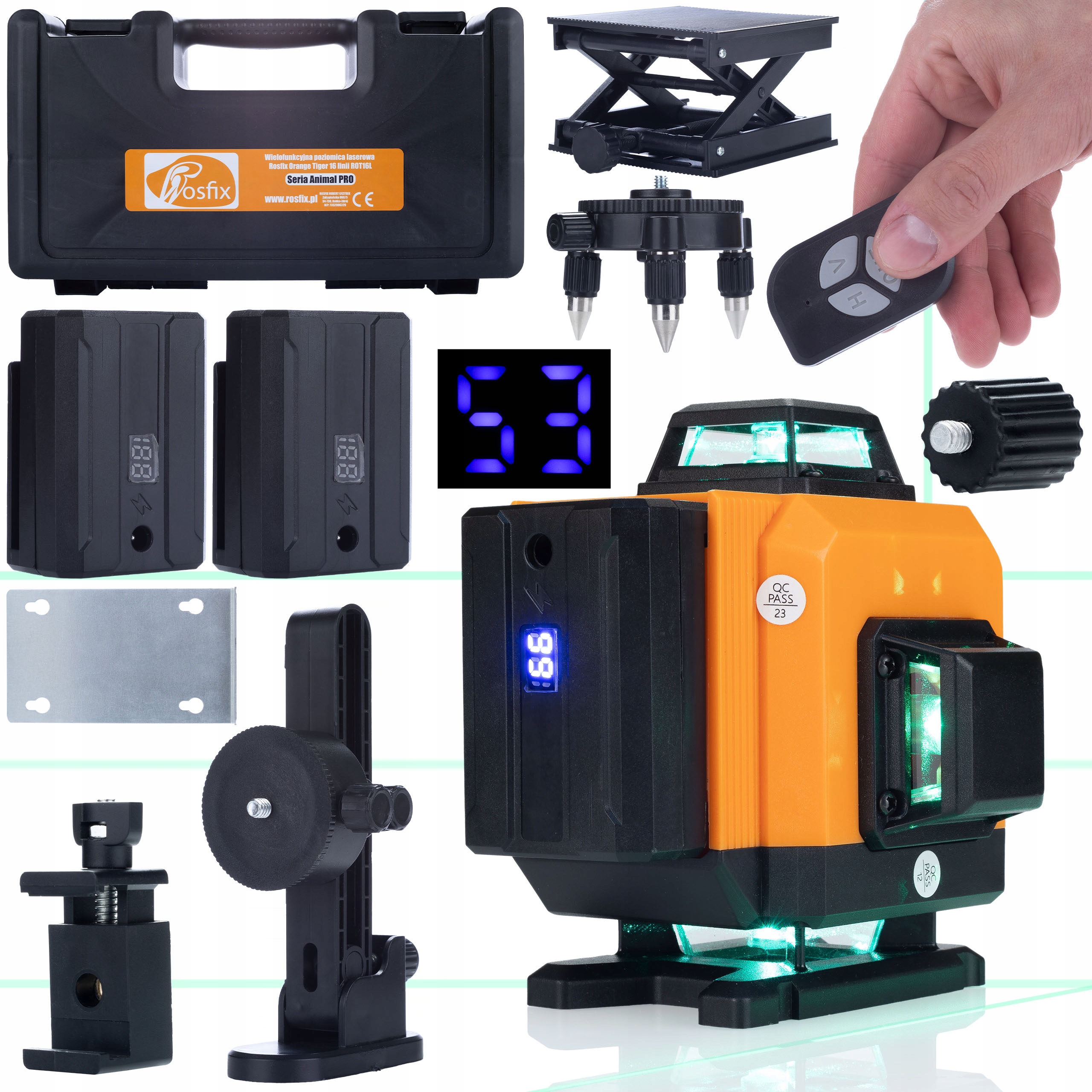 ZESTAW ROSFIX ANIMAL PRO LASER KRZYŻOWY POZIOMICA 360 16L 2AKU WALIZKA