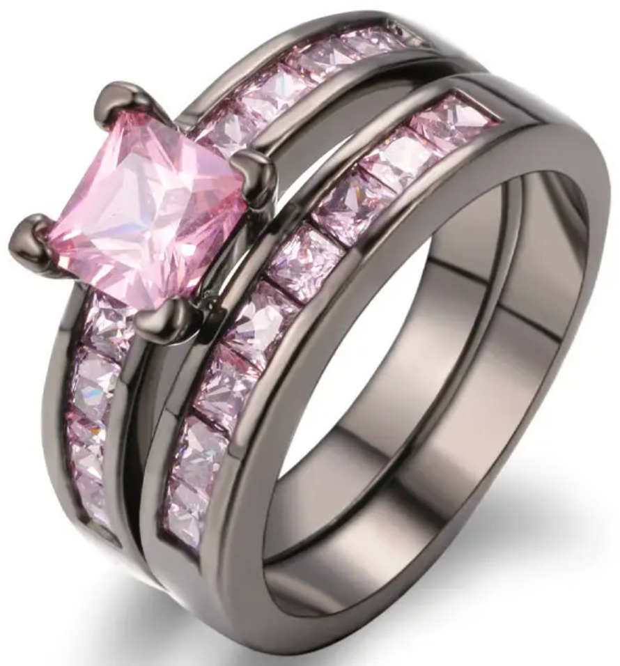 Prstýnek s turmalínem Cubic Černý Dvojitý turmalín Ocel