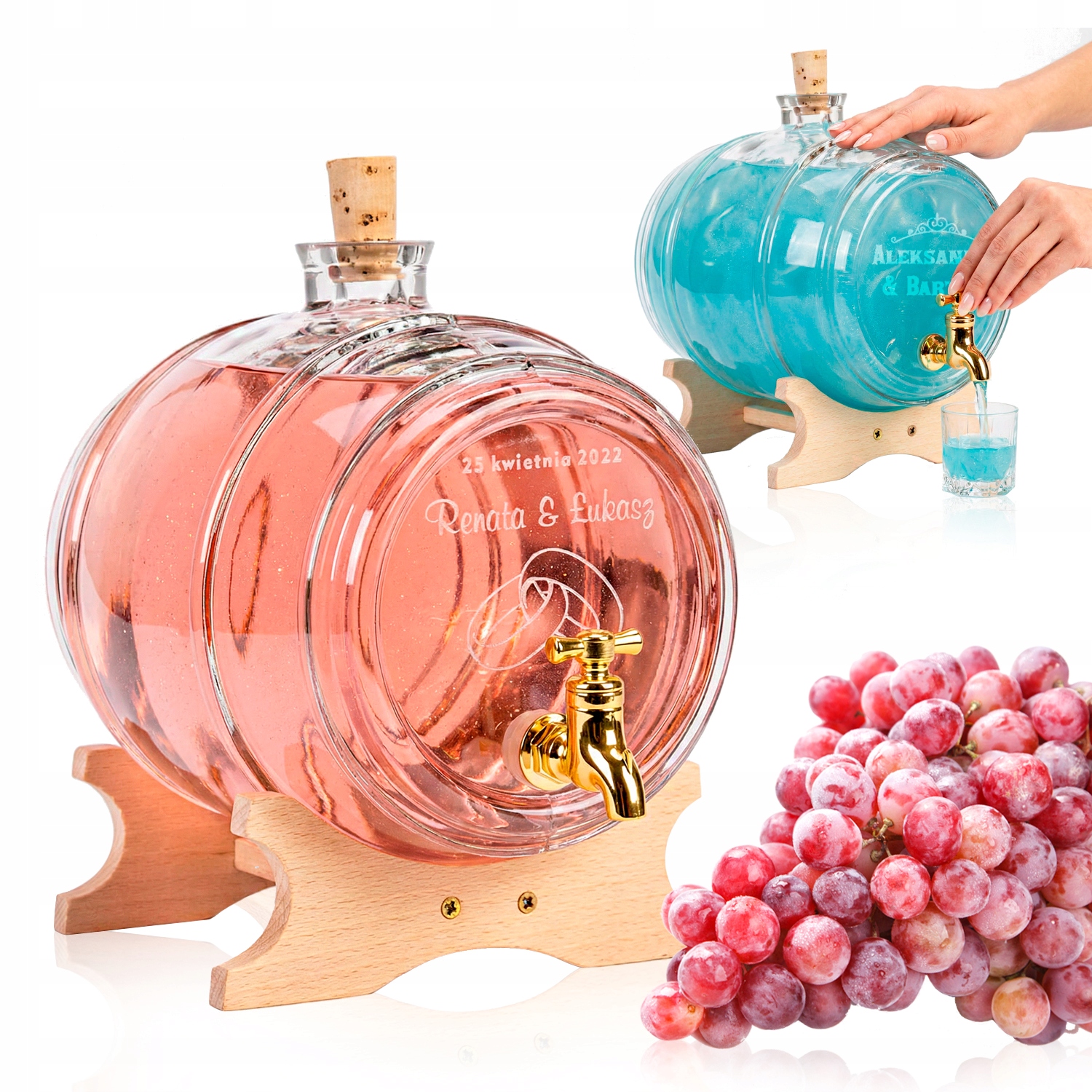 Skleněný sud s kohoutkem 4L, sud antalek, karafa na whisky s gravírováním