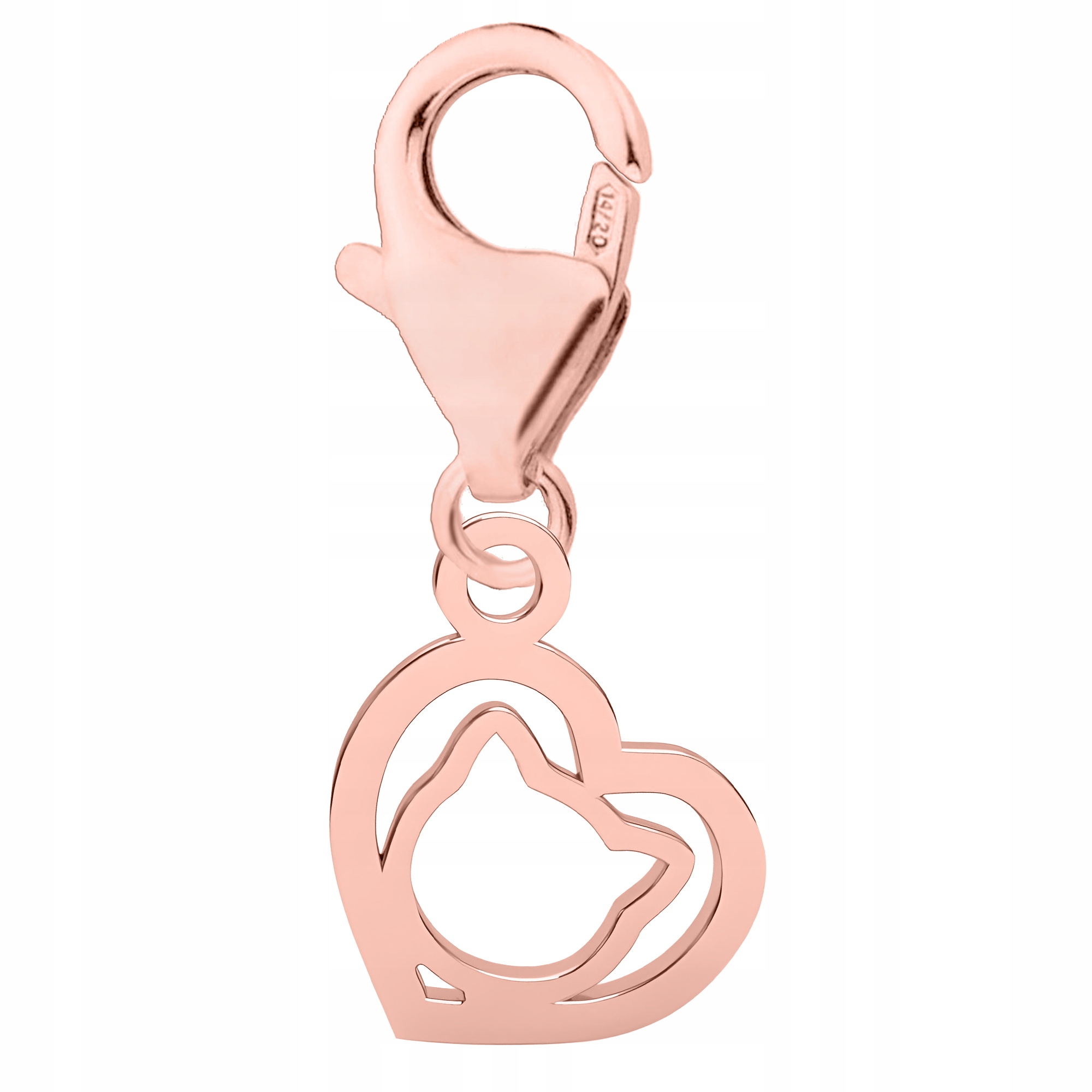 Přívěsek Pozlacené srdce s kočičkou Kočka Kotě Srdíčko Srdce Stříbro 925