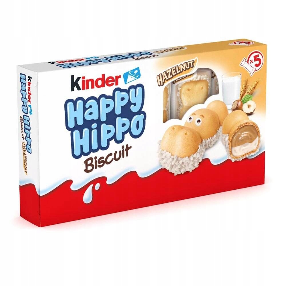 5 x Kinder Happy Hippo Hazelnut Lahodná Svačinka Sladké hrochy 103,5 g