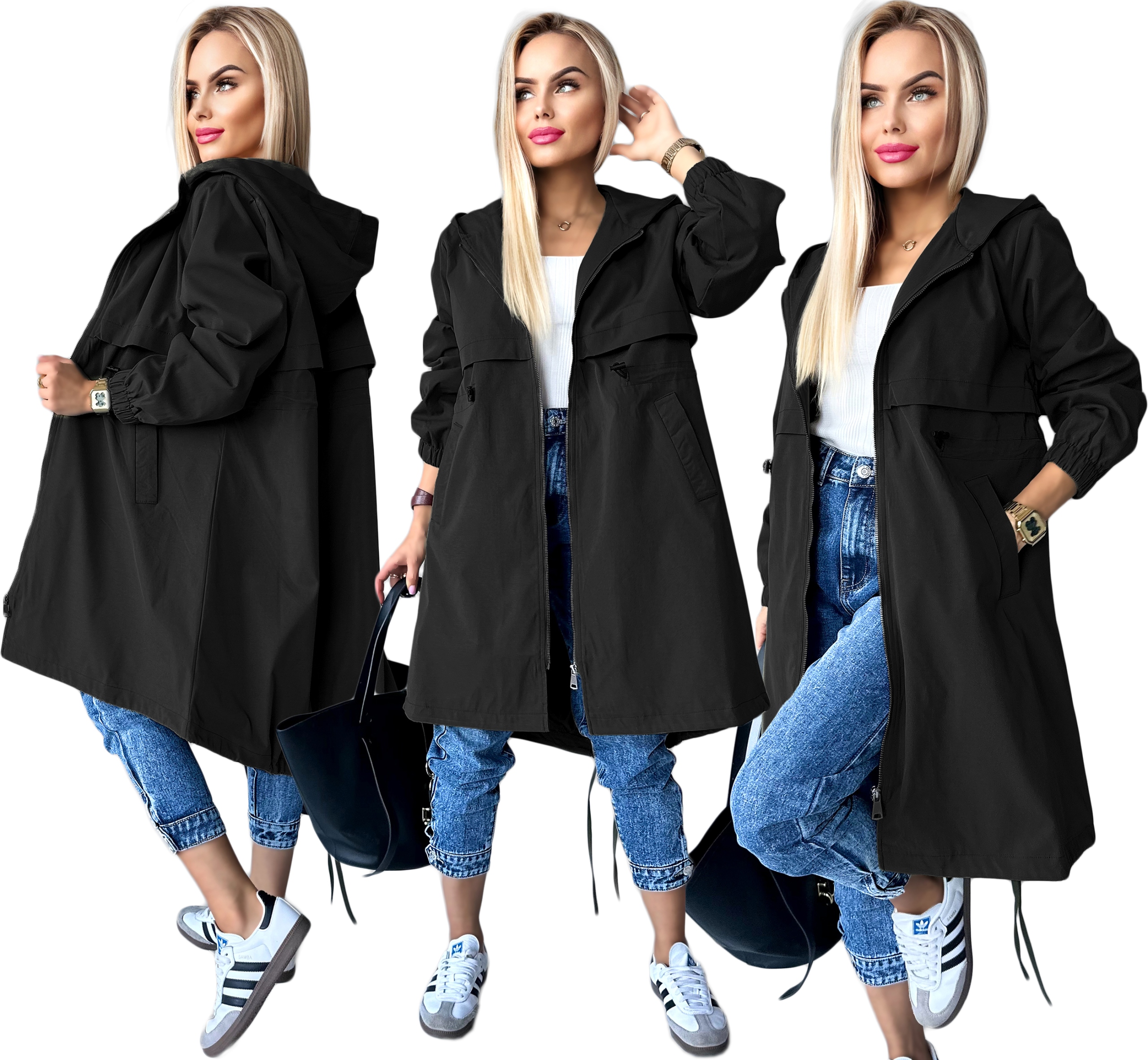 Przejściowa Kurtka damska płaszczyk Parka z kapturem podszewka khaki XL Nel