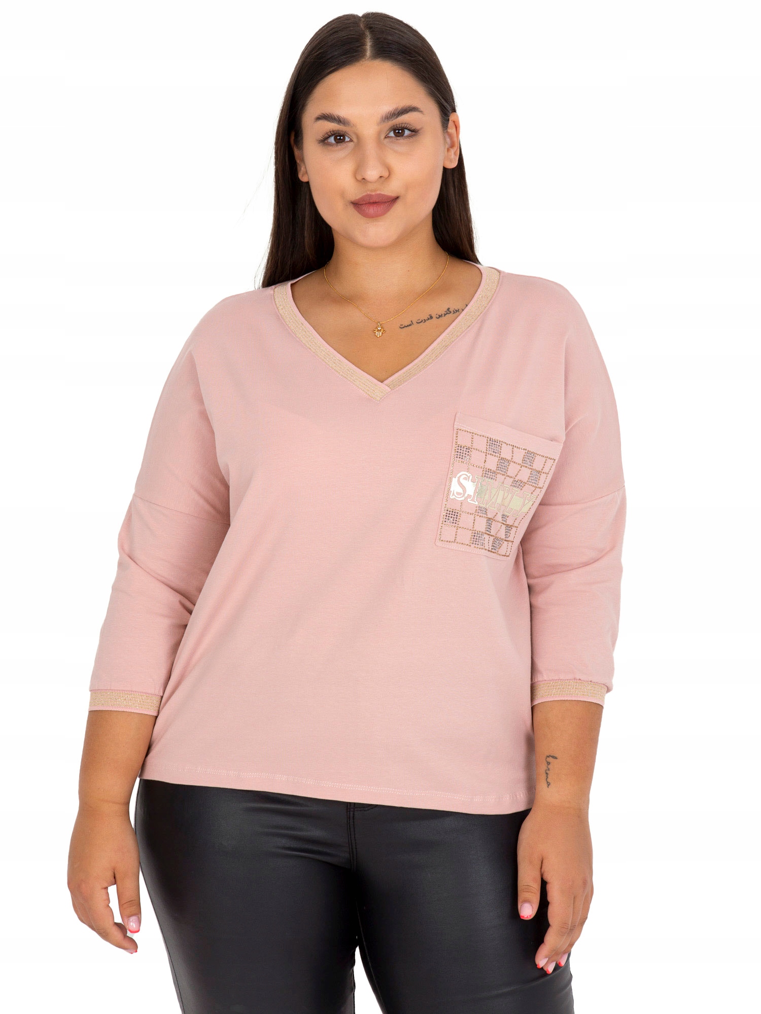 

Codzienna Bluzka Damska Plus Size dekolt w serek
