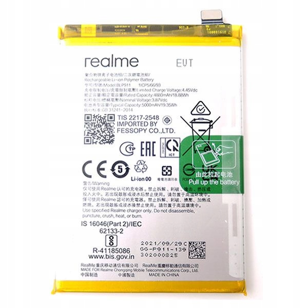 Nowa Oryginalna Bateria blp911 Realme 9 Pro RMX3471, RMX3472