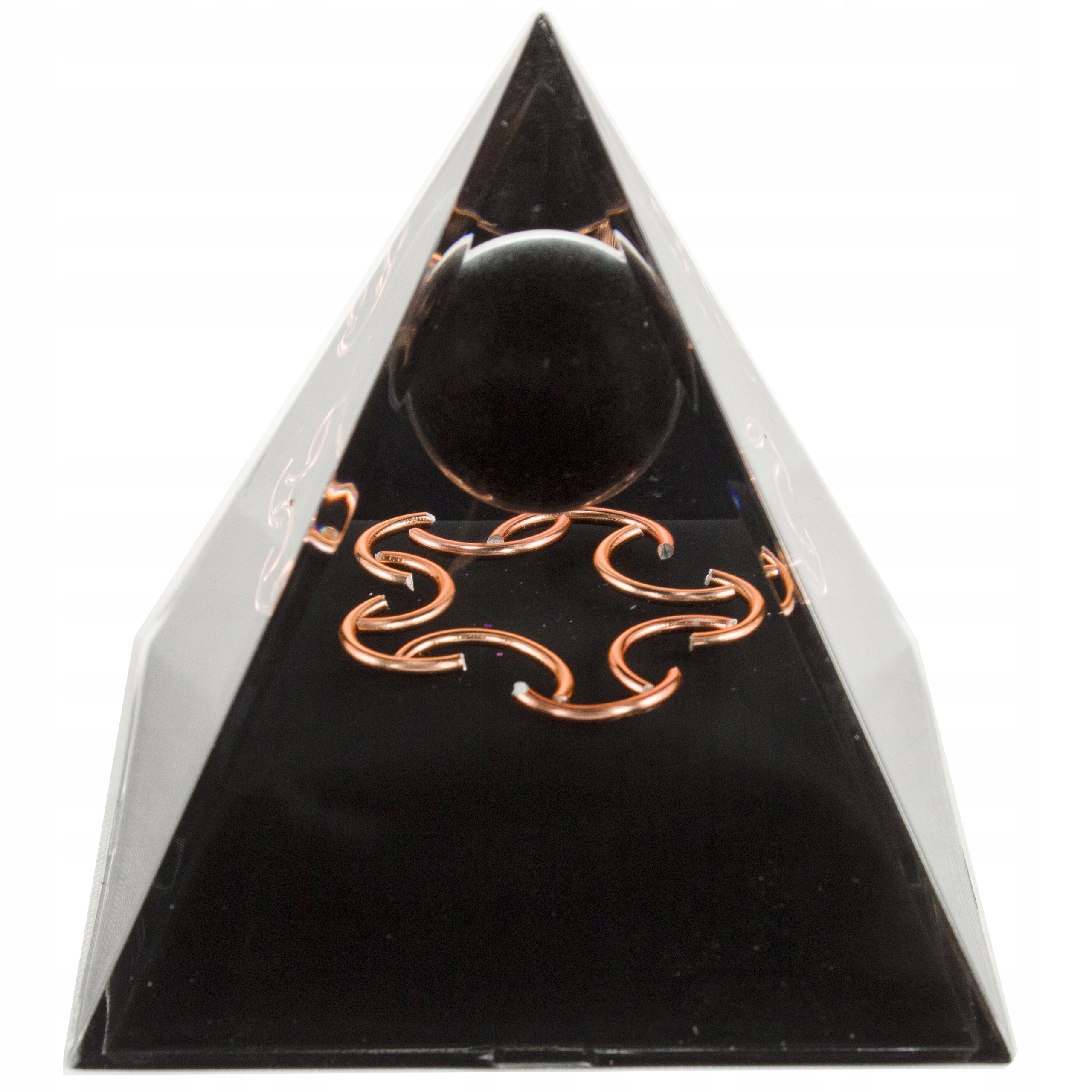 Piramidka Orgonit Z Żywicy Czarny Turmalin Obsydian Miedź Uziemienie 5 cm