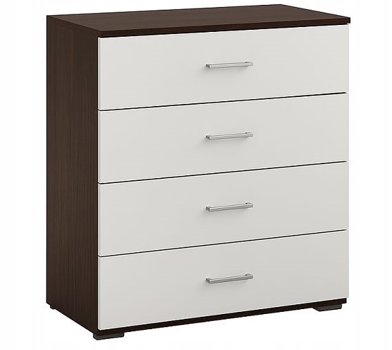 Komoda 80 cm Wenge Biela do izby, 4 zásuvky, priestranná, veľká, moderná