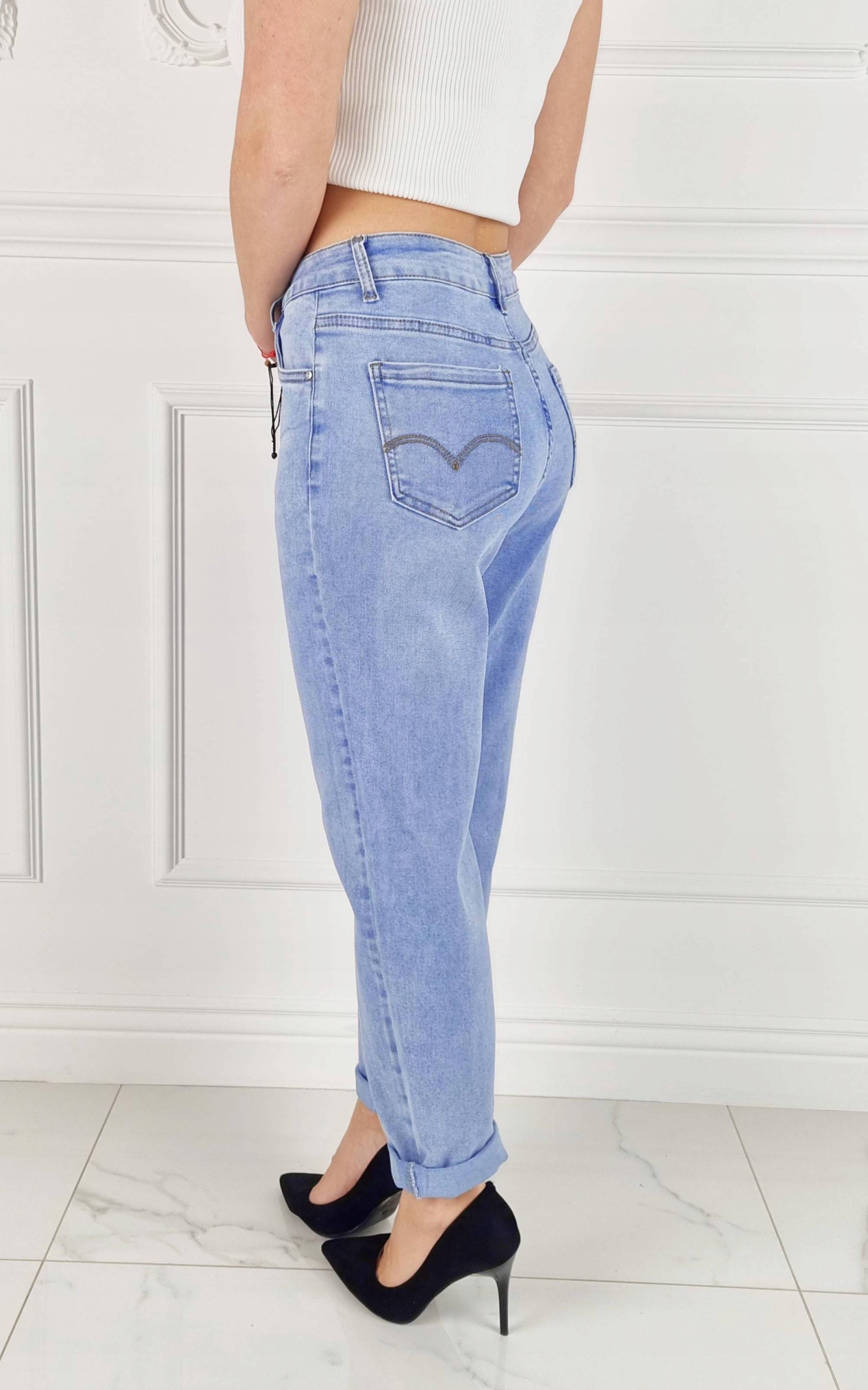 Premium Dámské vysoké džíny Mom Fit Boyfriend