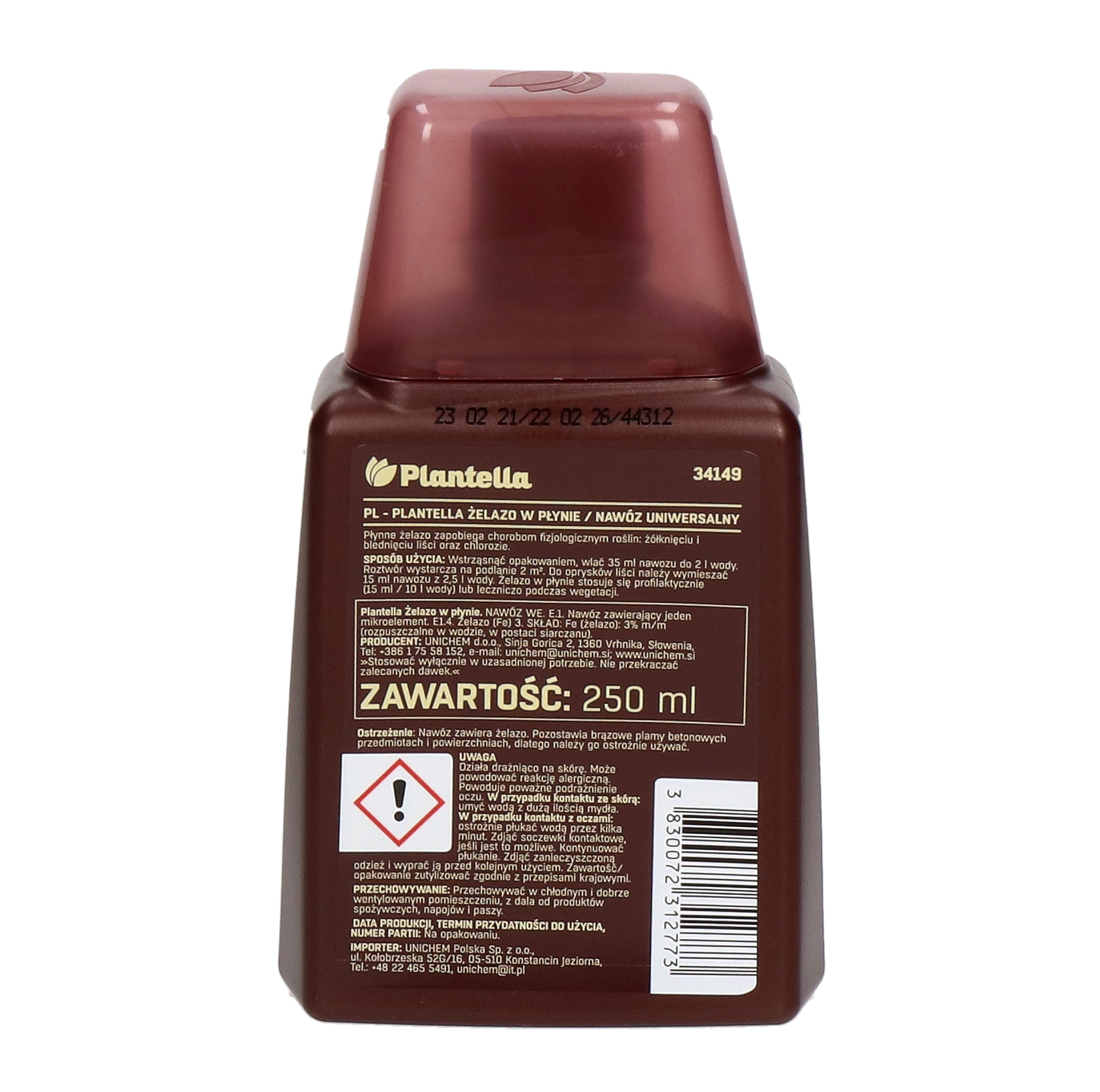 NAWÓZ MINERALNY ŻELAZO W PŁYNIE DO WARZYW POMIDORÓW OGÓRKÓW PLANTELLA 250ML Pojemność 0.25 l