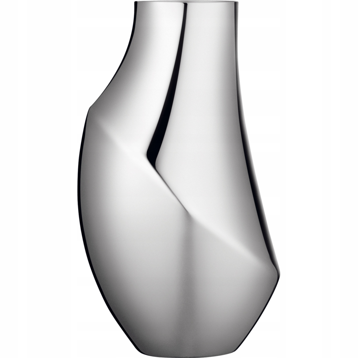 Georg Jensen Flora Váza oceľová 23 cm strieborná leštená