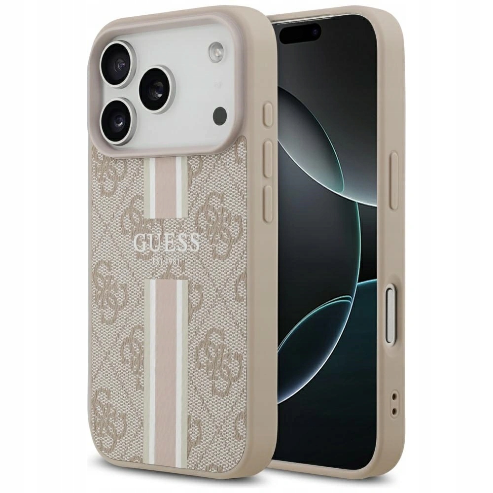 Pouzdro Guess 4G Printed Stripes MagSafe pro Apple iPhone 17 Pro růžové