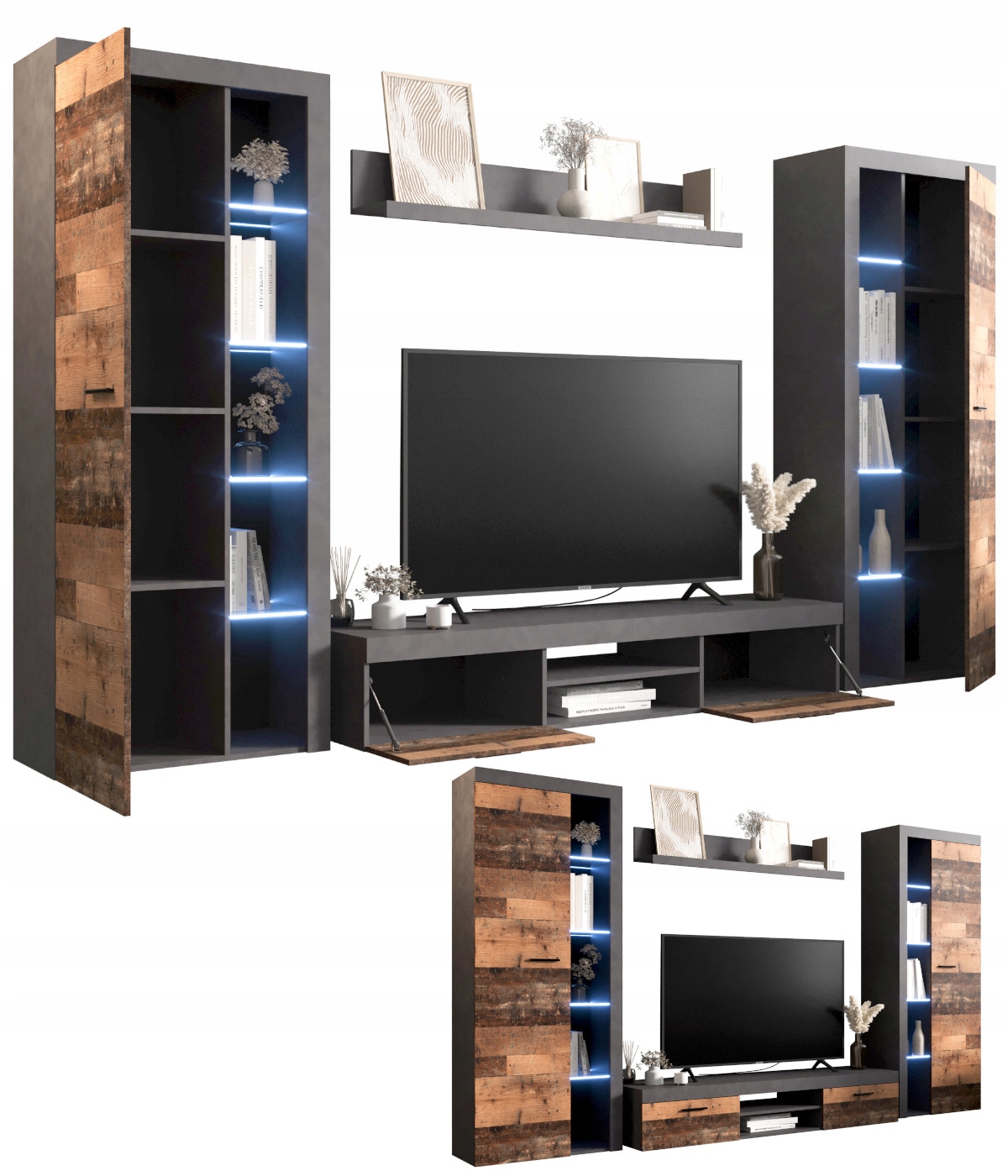 Nábytková Stěna Klasický Old Wood Style LMRX6 Sada nábytku Rtv skříňky O-sofa