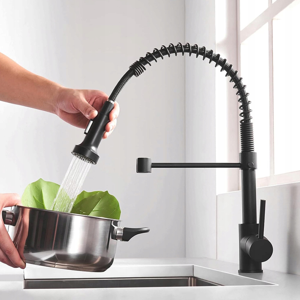 Kuchyňský Kohoutek Natahovací Kompresor Vysoký Oblouk Jednostupňové Ovládání