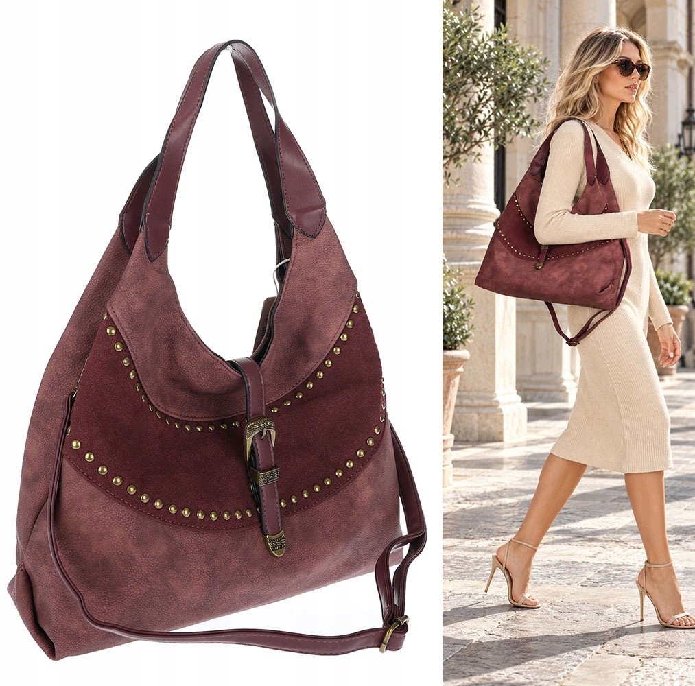 Dámská módní shopper kabelka taška přes rameno pošťačka D530 Bordó