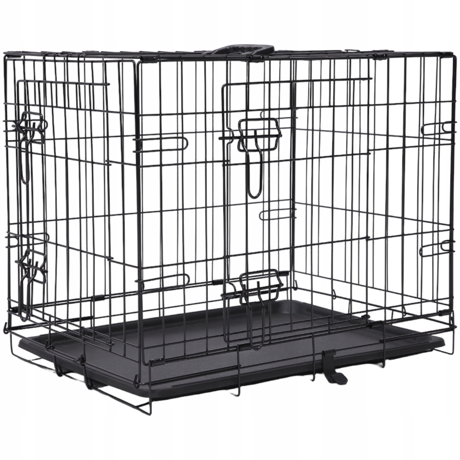 Levně Dog Fantasy Kovová klec kennelová dvoudveřová pro psa vel. S 61X43X49 Cm