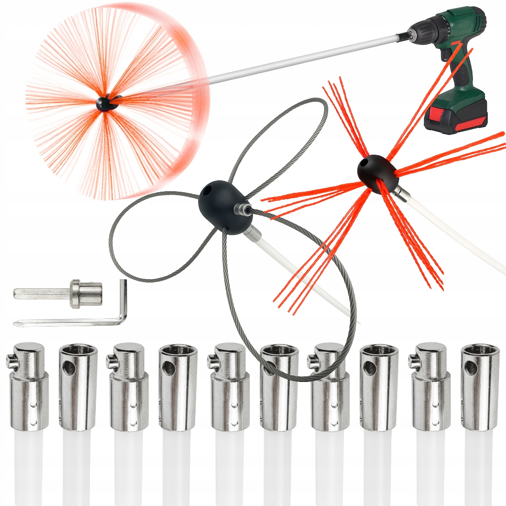 Sada Kefa Na Čistenie Komína Zospodu Na Vŕtačku 7 M Čistenie