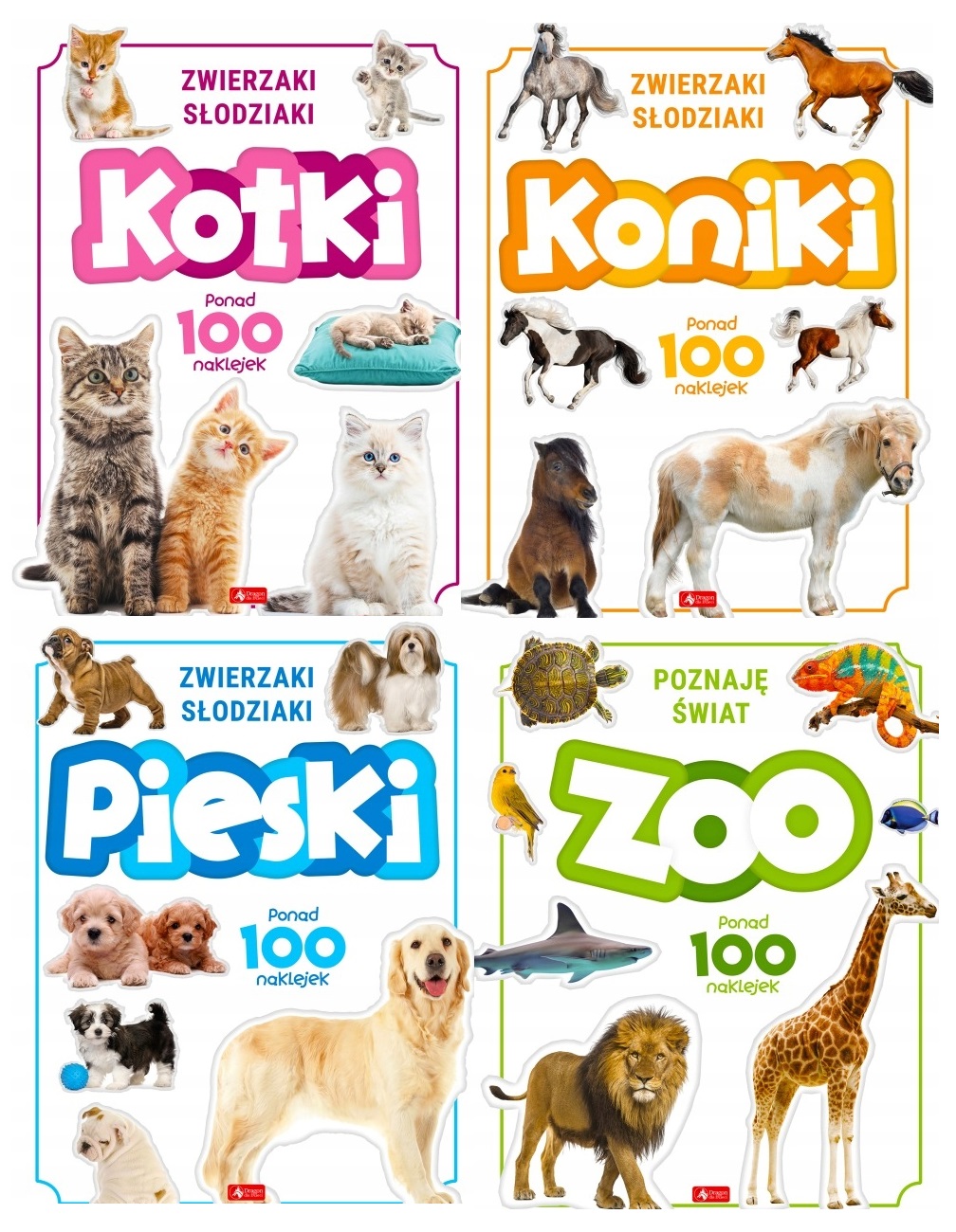 

Pakiet 4w1 Naklejki Kotki Pieski Koniki Zoo