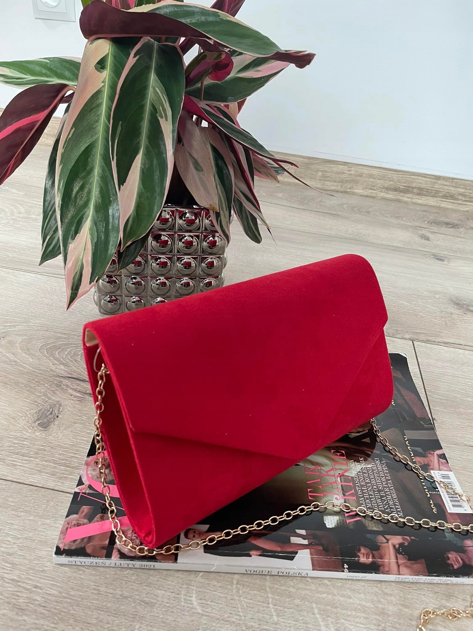 ZAMSZOWA TOREBKA KOPERTÓWNA na łańcuszku CZERWONA Model KOPERTÓWKA