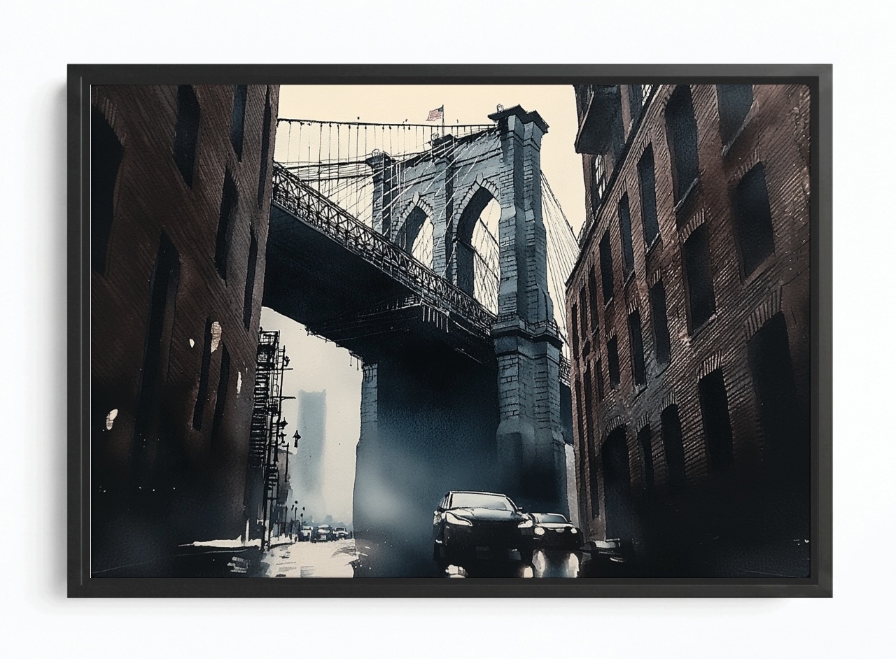 Obraz Rama American Box Město New York Most Brooklyn 120x80