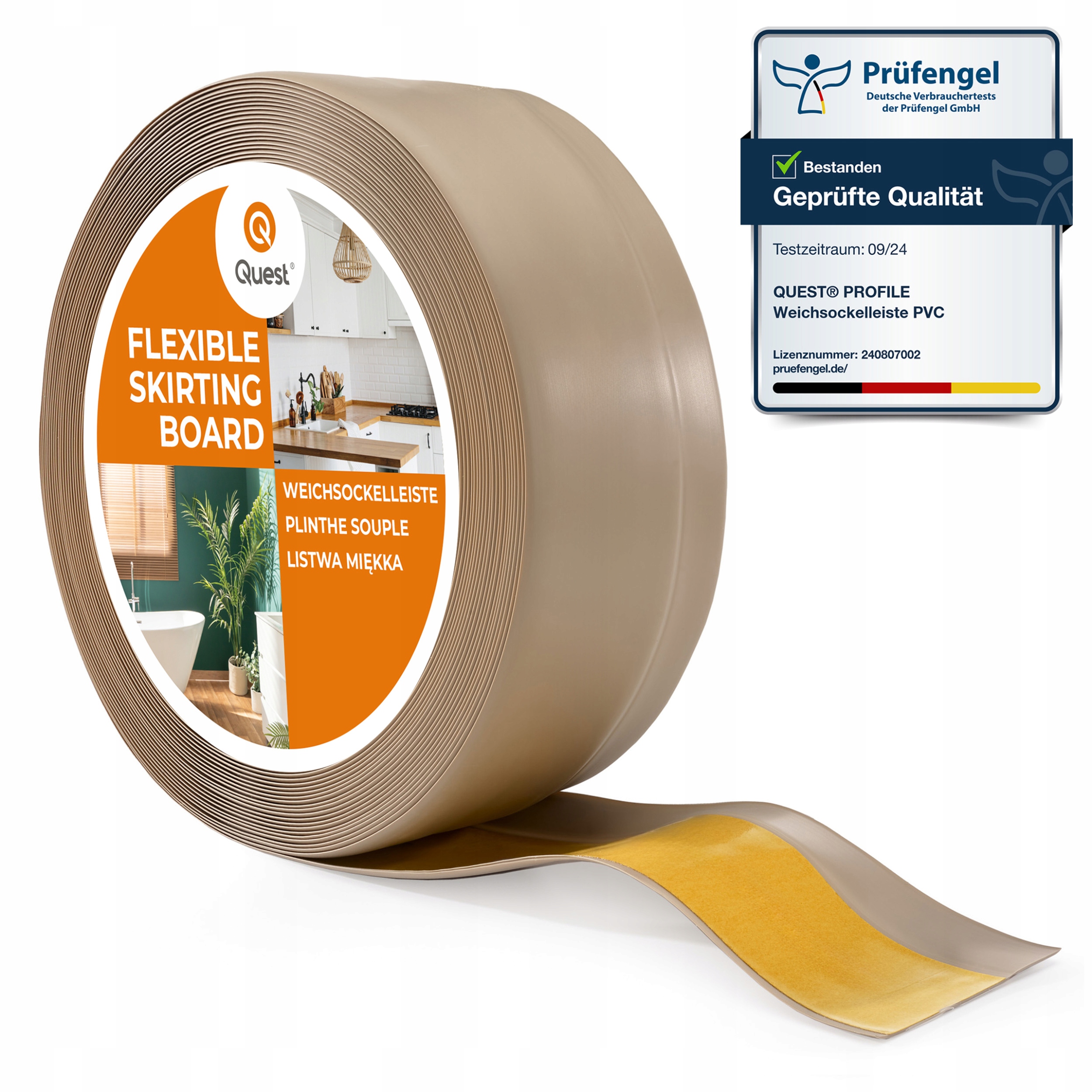 Samolepiaca podlahová lišta Quest Pvc 50x20 mm Béžová 25 m| pružná