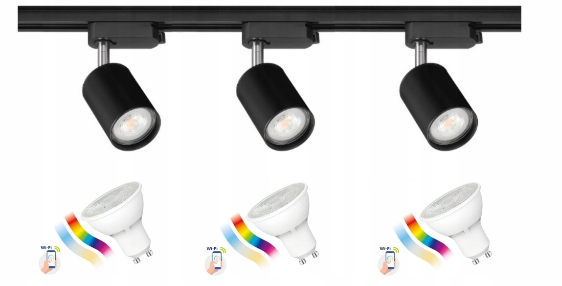 

Zestaw 3 Lamp Wifi Na Wymienne Źródło+szyna 1,5M