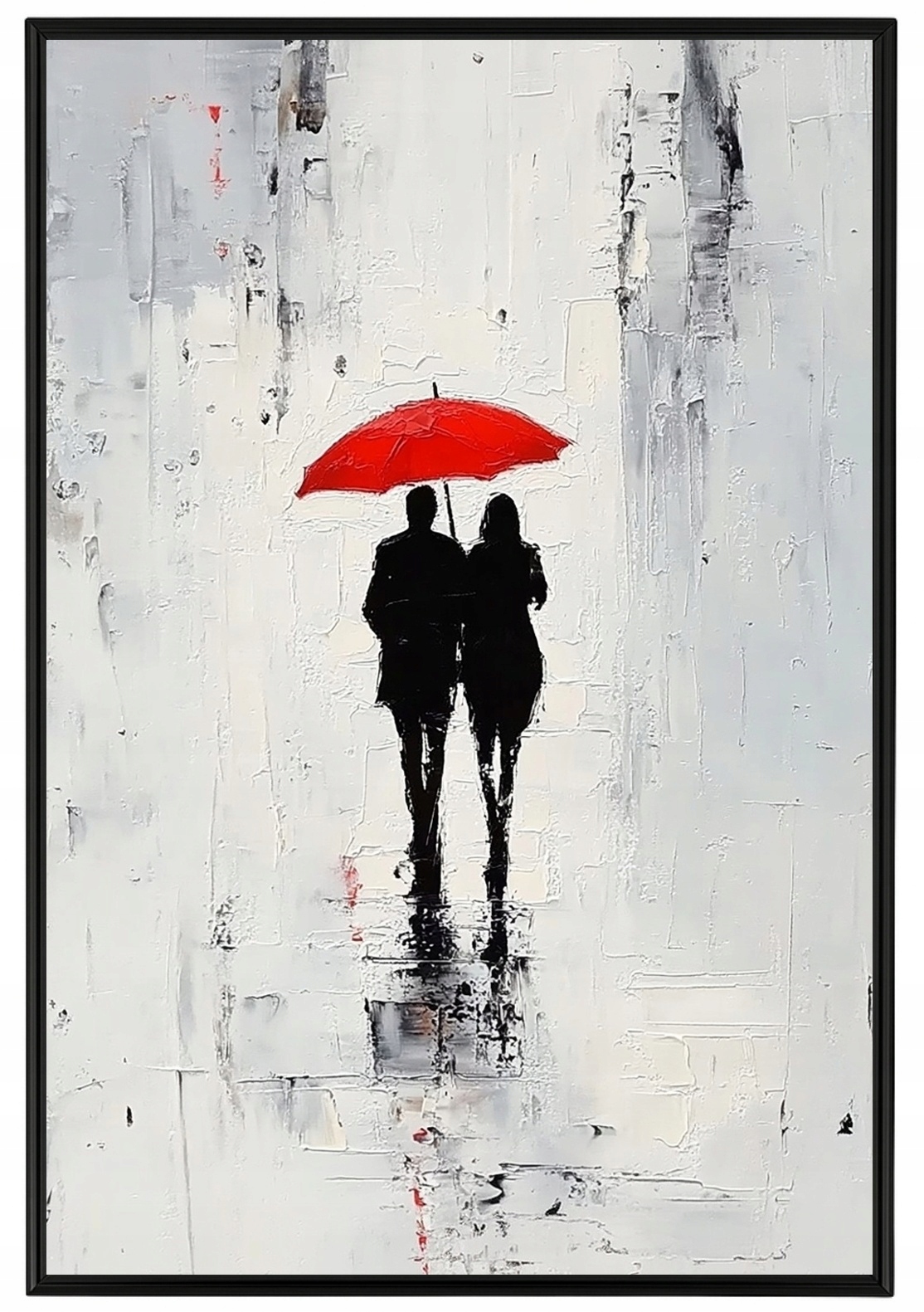 Plakát Rámeček Hliníkový Grafika Urban Pár Deštník Prší 62x93