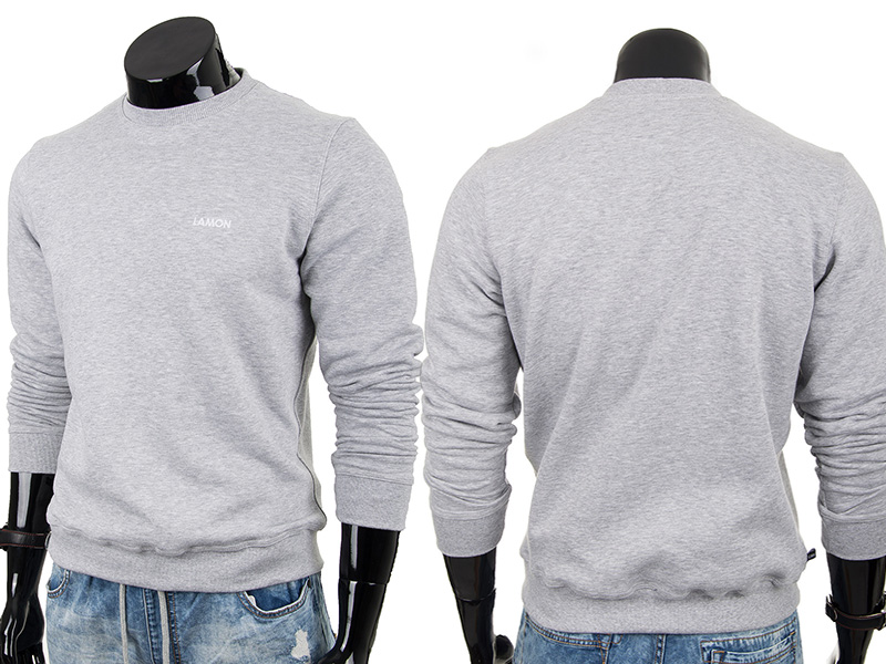 

Klasyczna szara bluza męska bez kaptura Lamon - M