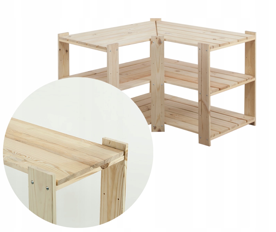 Rohový regál na knihy hračky dřevěný regál do spíže stojan Borovice