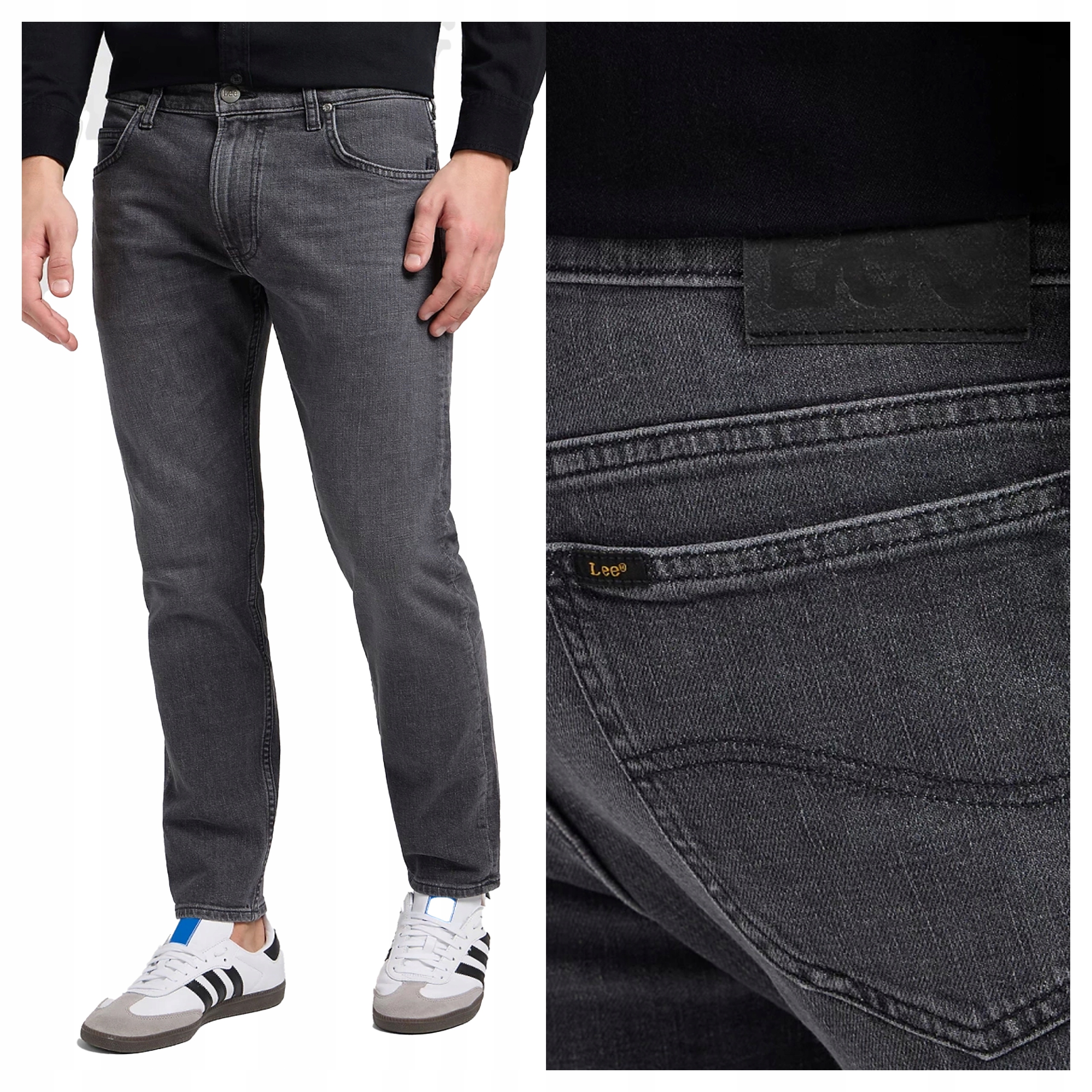 Lee Rider Pánské džínové kalhoty Slim Fit Šedé Worn In Shadow W32 L34