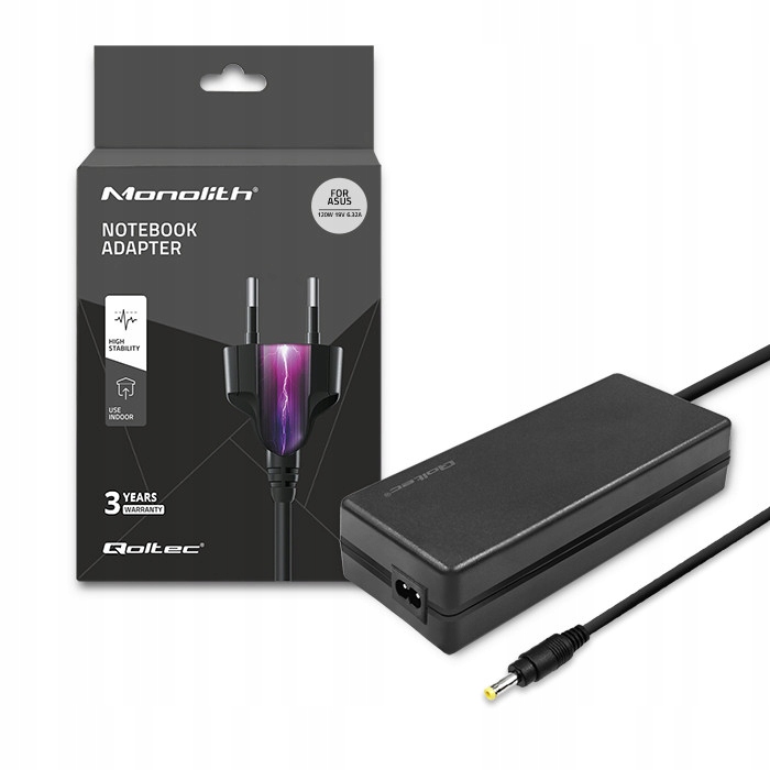 Napájecí adaptér Qoltec 120 W pro notebook Asus 19V 6.32A s napájecím kabelem