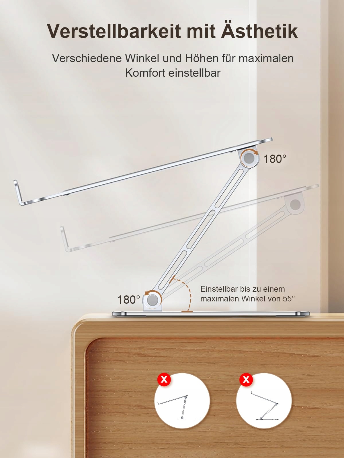 CIRYCASE Regulowany Stojak Na Laptopa Aluminiowy Chłodzący Srebrny — miniatura 4