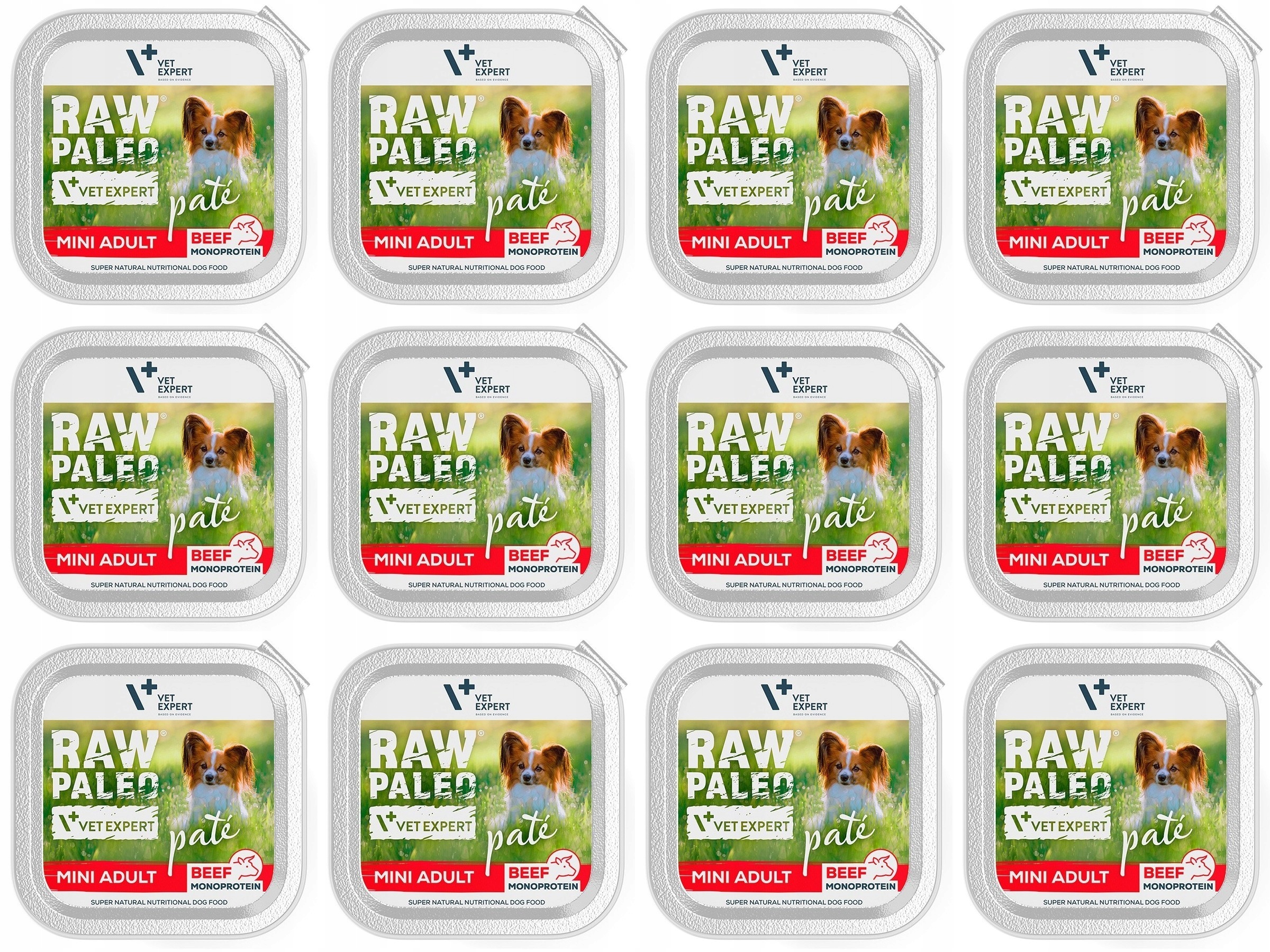 Levně VetExpert Raw Paleo Pate Mini Adult Hovězí 12 x 150 g