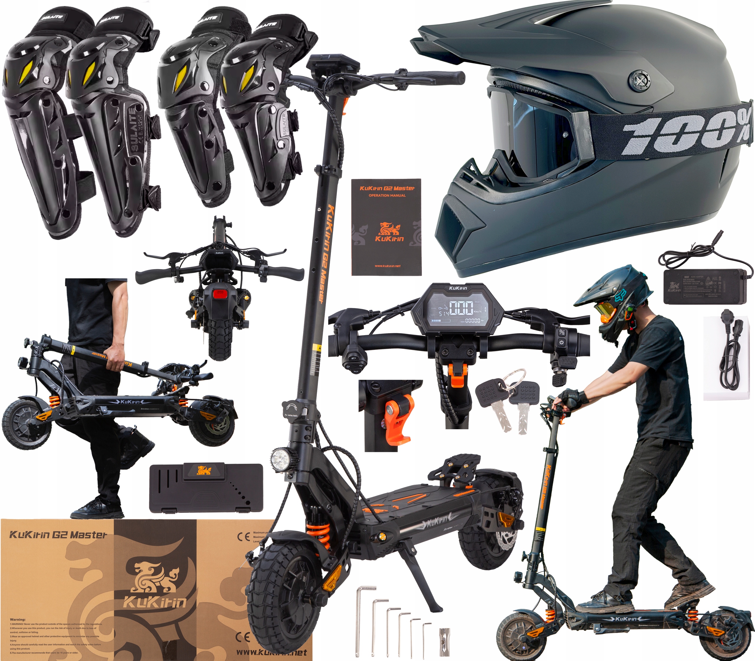 2026 KuKirin G2 Master 2000W 52V 20,8AH 60KM/H 70KM 10" Terénní Dárek