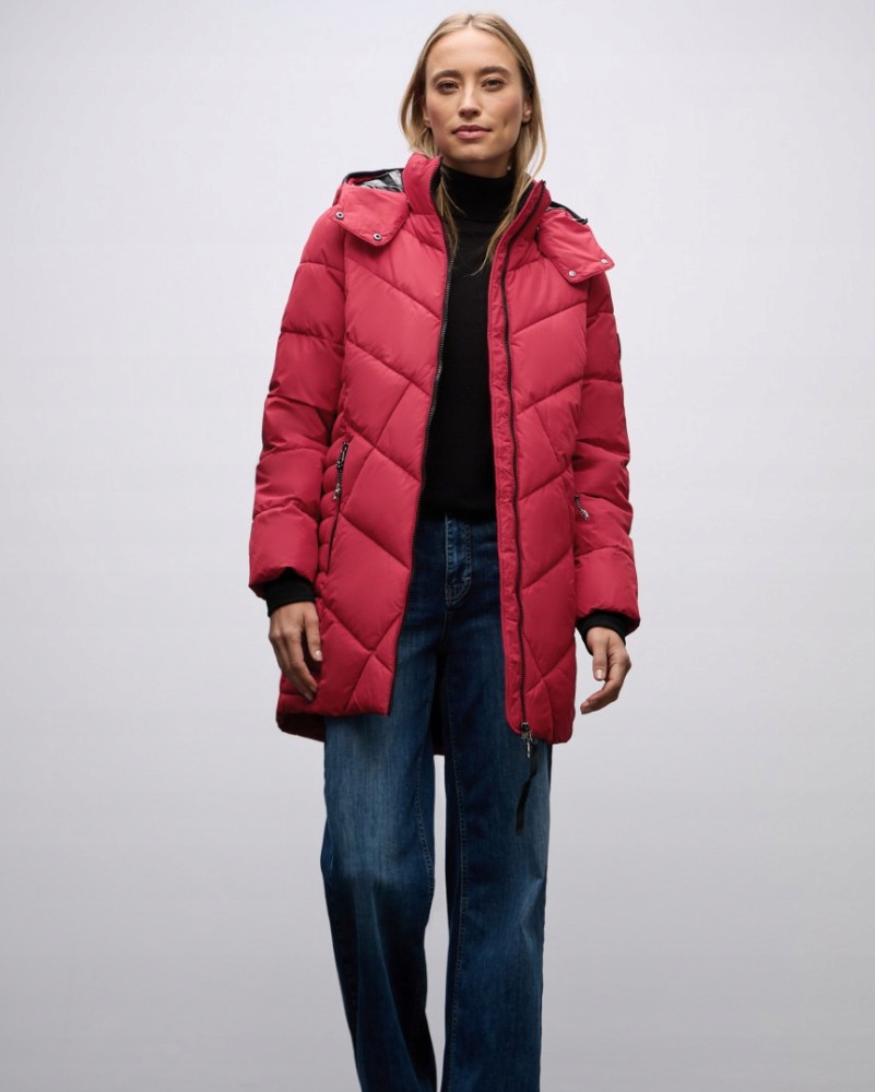 Street One Prošívaná Červená Bunda S Kapucí A Zateplením 38 6FA