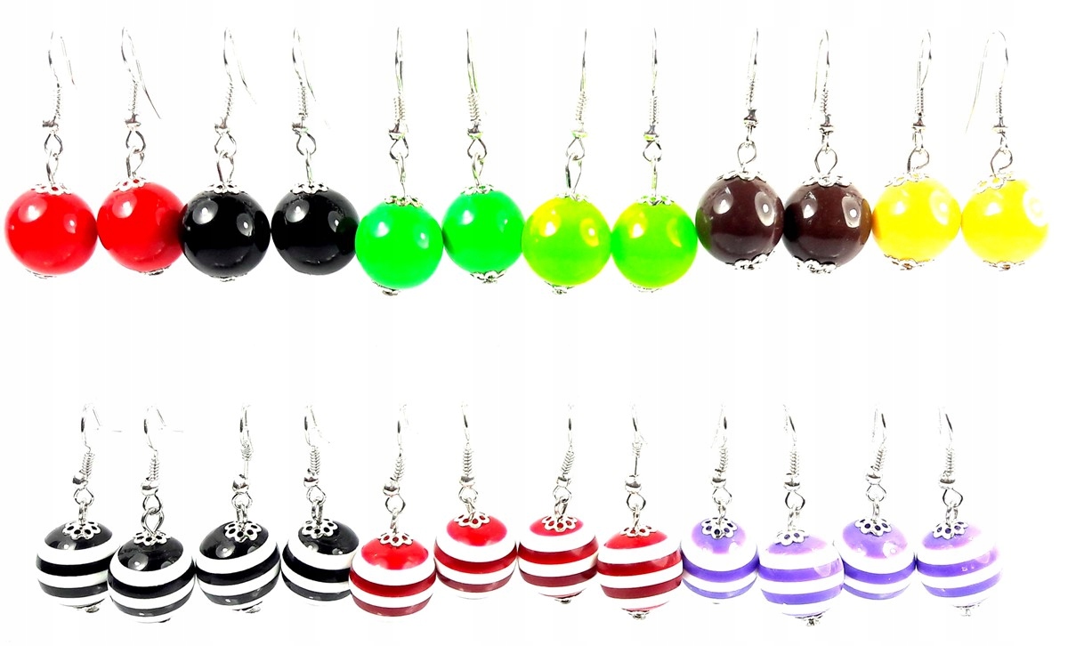 

Zestaw kolczyków kule wiszące 12 par