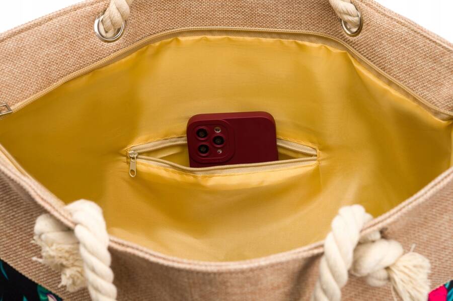 Torba Plażowa Duża Zapinana Na Zamek Torebka Shopper z Podszewką Piknik XXL Marka bez marki