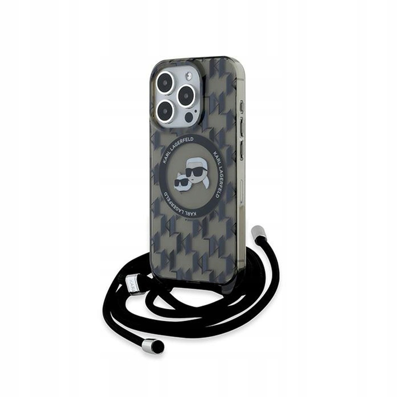 Karl Lagerfeld Crossbody Monogram MagSafe pouzdro pro iPhone 15 Pro, černé