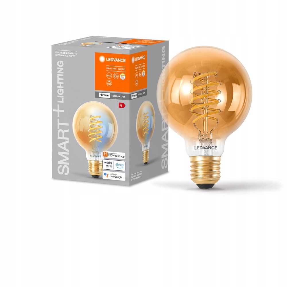 Led žárovka E27 8W 50W 600lm Cct Stmívatelná Smart+ WiFi Filament Globe