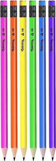 COLORINO OŁÓWEK HB TRÓJKĄTNY Z GUMKĄ neonowy 39972 Stan opakowania oryginalne