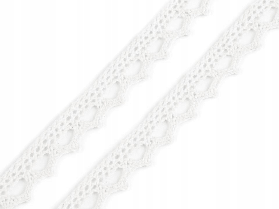 Koronka bawełniana 11 mm biała 1m zygzak