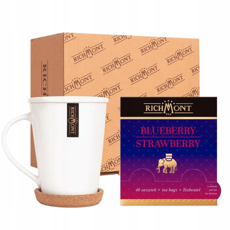 Herbatka Richmont Blueberry Strawberry 40 szt porcelanowy zestaw do herbaty