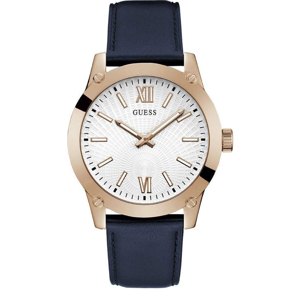 Guess Crescent pánské hodinky analogové s tmavě modrým páskem GW0628G3