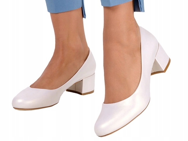 CZÓŁENKA DAMSKIE PERŁOWE NISKI OBCAS SŁUPEK SKÓRZANA WKŁADKA MODNE r 38