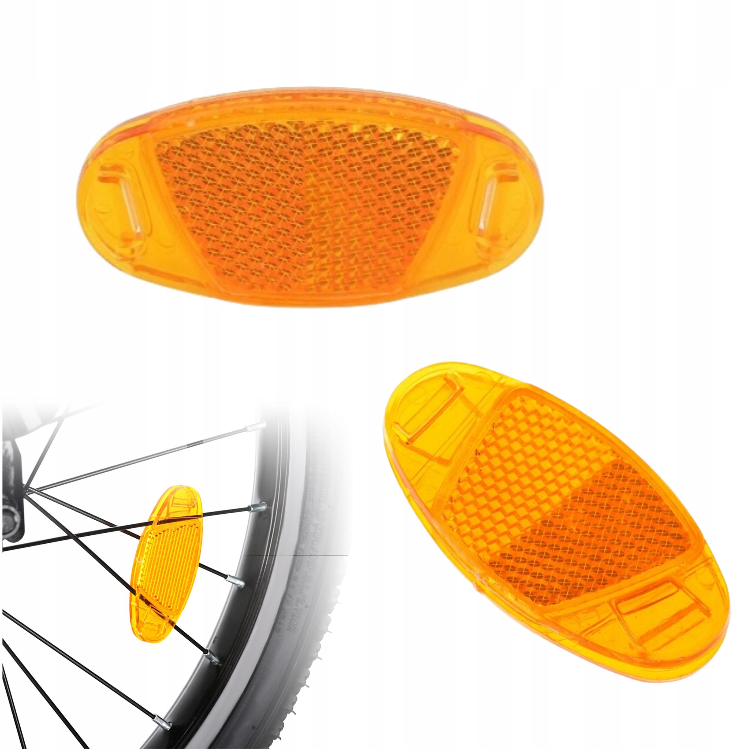 ODBLASK ROWEROWY NA SZPRYCHY KOŁA WCISKANY NA WCISK DO ROWERU POMARAŃCZOWY