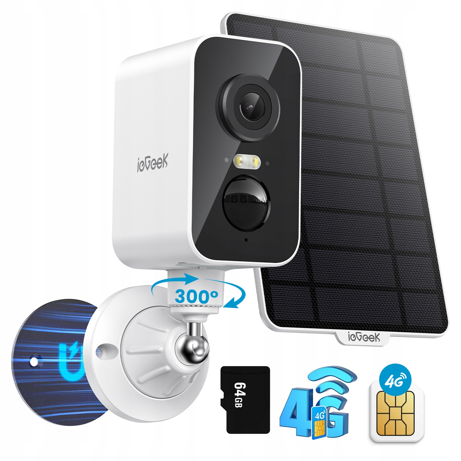 Kamera Solarna Zewnętrzna Na Kartę Sim 3G 4G Lte Gsm 3MPx 4xZOOM Audio Led