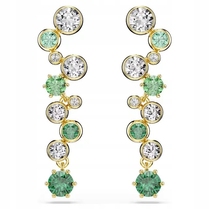 Náušnice Swarovski Constella Dlouhá Ocel pozlacená Křišťál zelený bílý