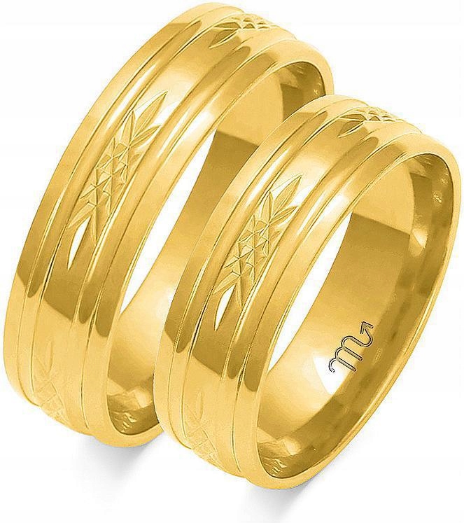 Zlatý svatba prsten pro pár 14K 585, velikost 35 36 37, dámský, pánský, s gravírováním