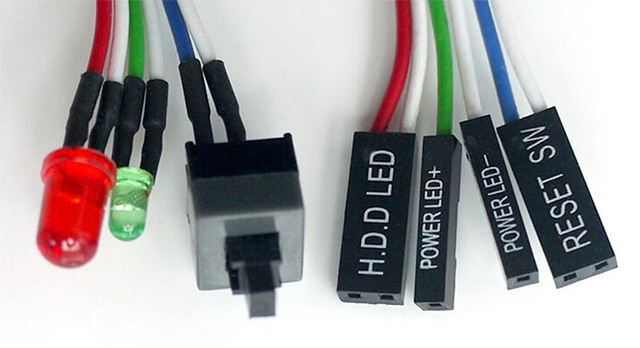 Kabel ATX Reset Power Switch 2xLED Riser