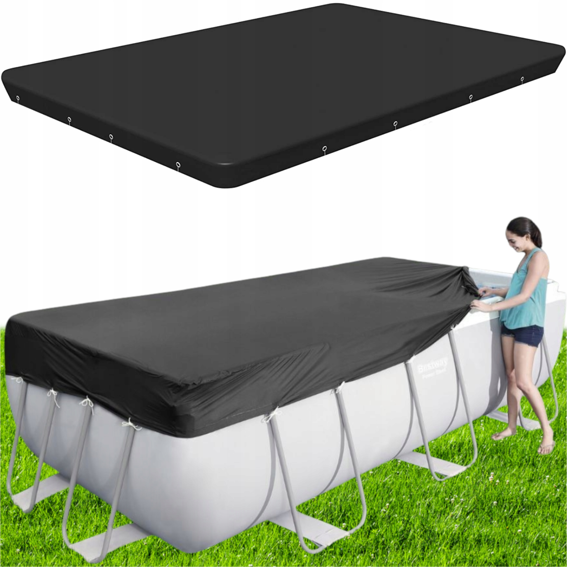 Plachta Na Obdĺžnikový Bazén S Hrubým Sťahovákom A Otvormi