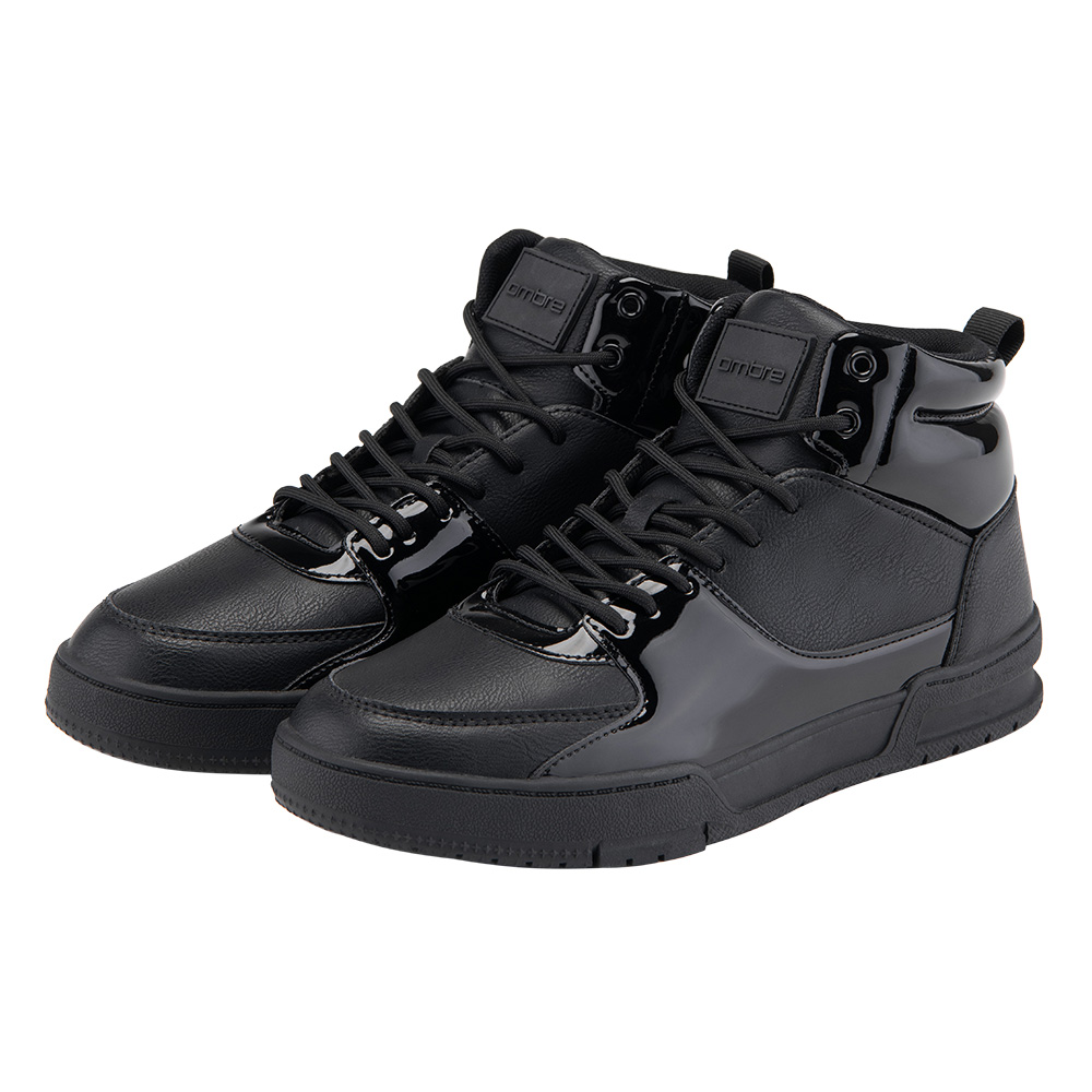 Vysoké pánské tenisky s leskem černé V1 OM-FOSH-0178 vel. 40