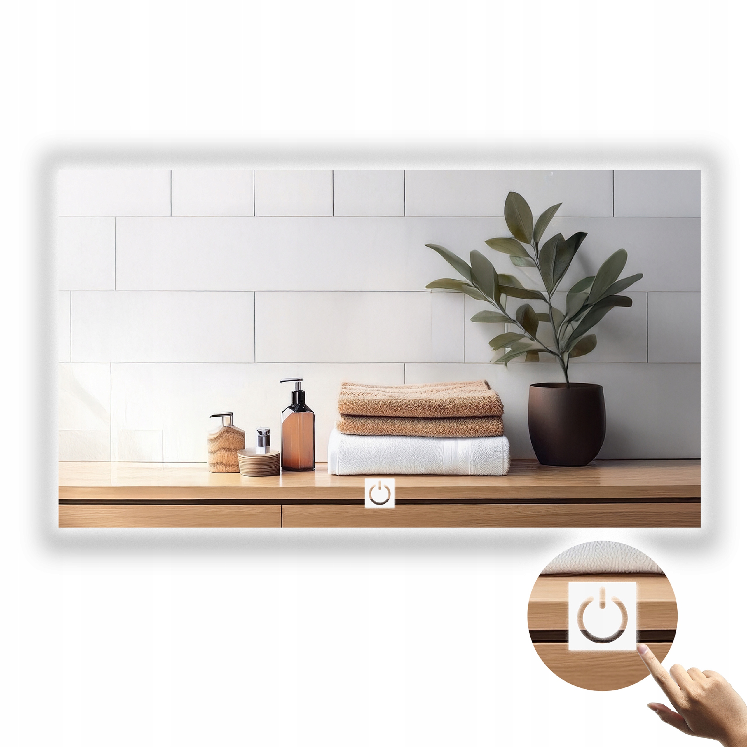 Lustro Led Cob 480/m Z Włącznikiem Dotykowym Wodoodporny Zasilacz 120x90 cm